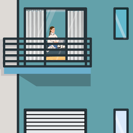 Illustration d'une personne dans son appartement