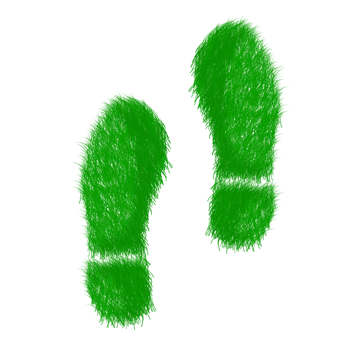 Illustration de deux traces de pas en pelouse