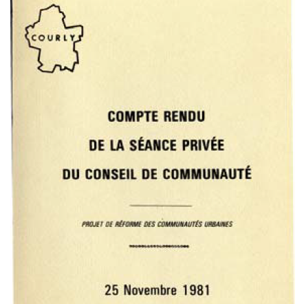 Extrait de la couverture du Compte rendu de la séance privée du conseil de communauté du 25 novembre 1981