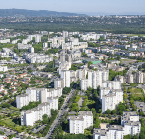 Photo prise d'en haut du quartier Vaulx-en-Velin