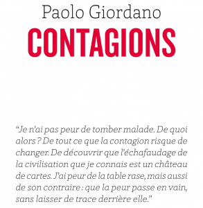 Extrait de la couverture de l'ouvrage Contagions de Paolo Giordano