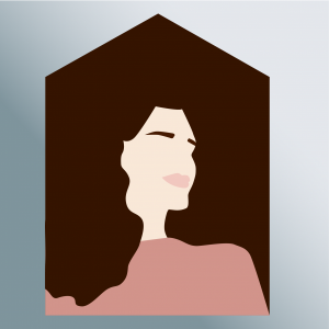 Illustration d'une femme dans une maison