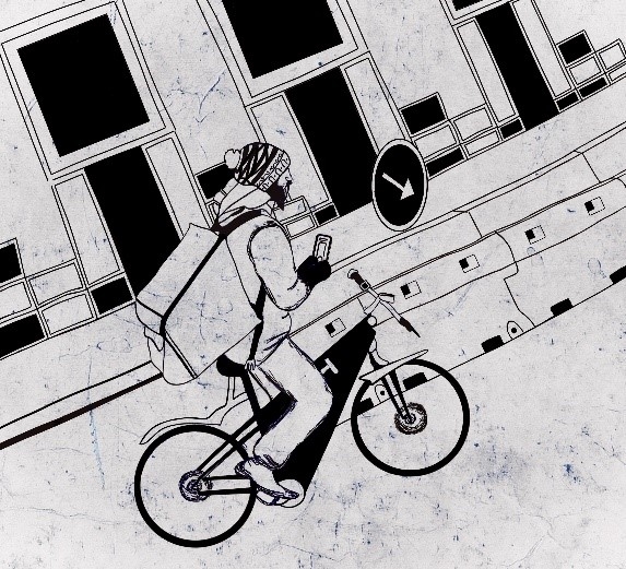 Illustration d'un coursier à vélo