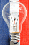 ampoule élecrique devant un drapeau